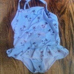Blue Palm Tree Kids Swim One Piece